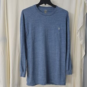 Polo by Ralph Lauren Mens Large Tall/Long Heather Blue Long Sleeve Tee w/ Logo